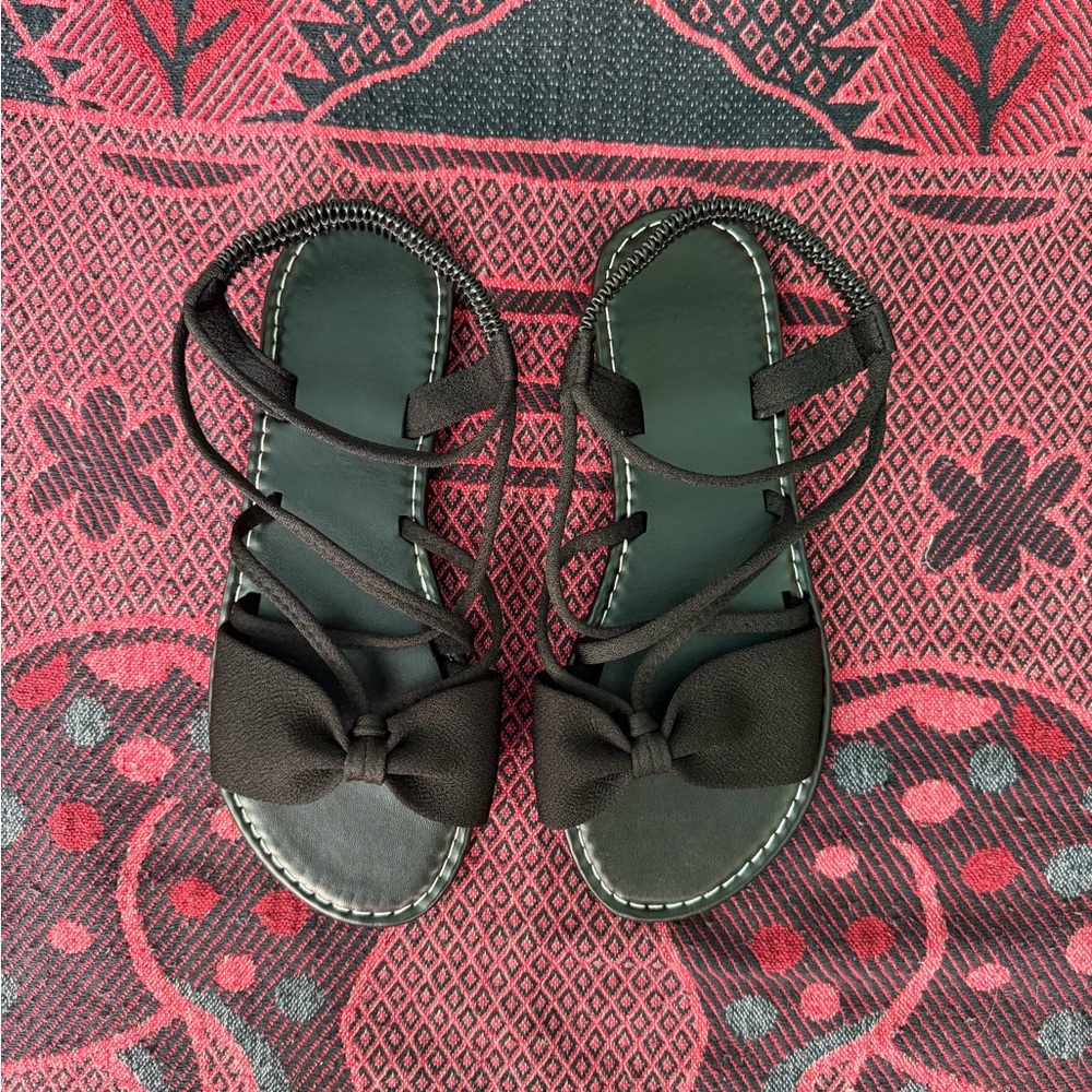 Women’s Black Bow Strappy Sandals